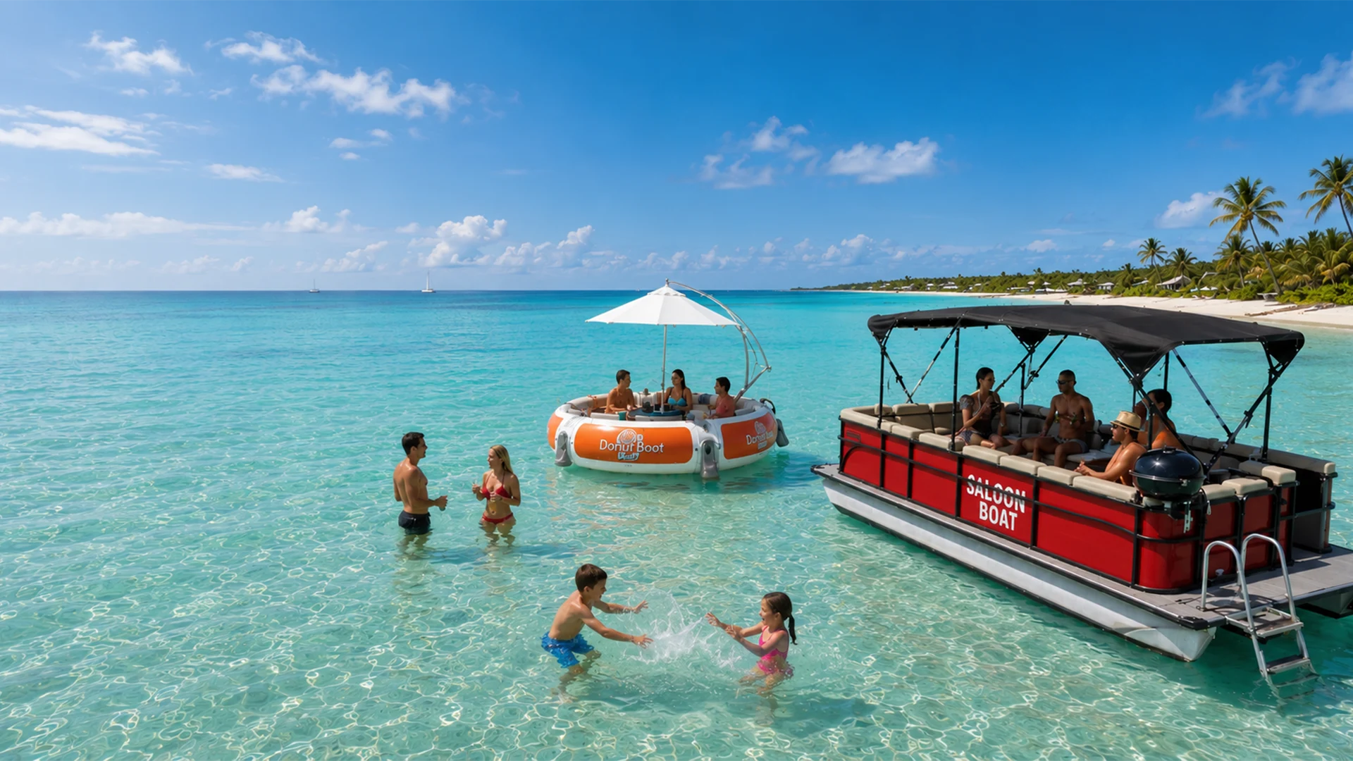 Moment convivial en famille sur un BBQ Boat